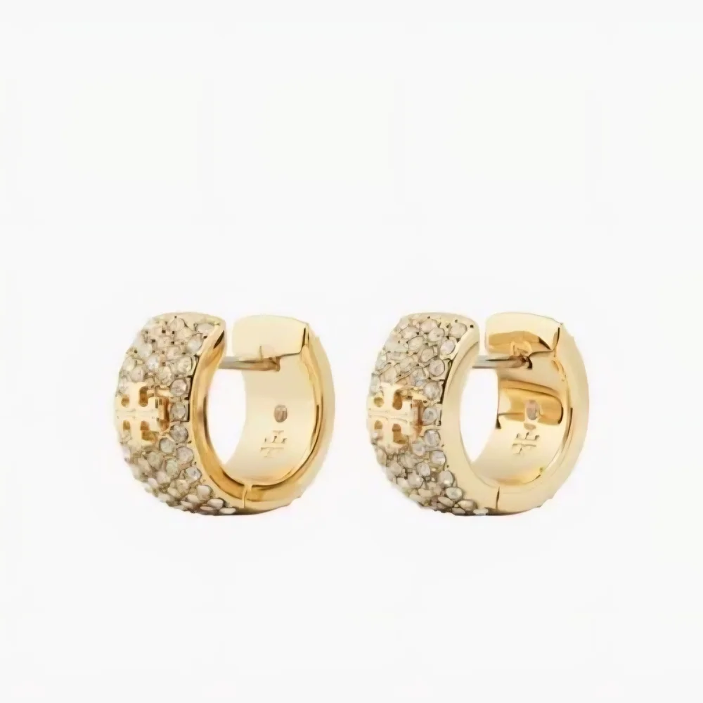 Tory Burch Gold Crystal-Studded Hoops